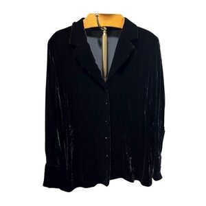 Lauren Ralph Lauren Black Velvet Button Down Shirt 1X